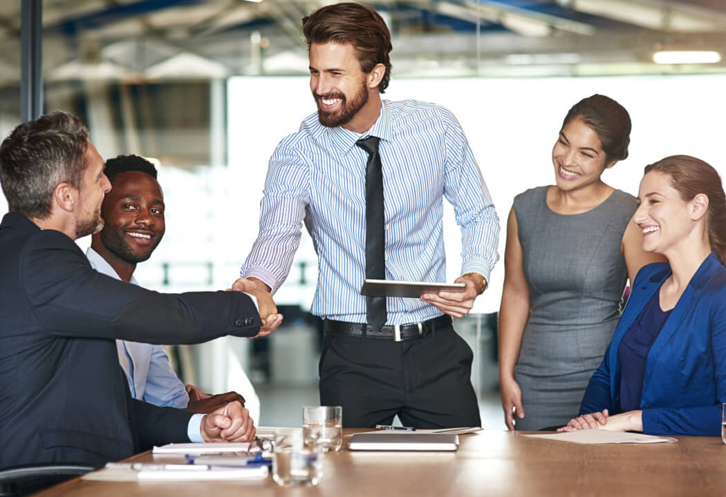 A diverse group of business people in a meeting