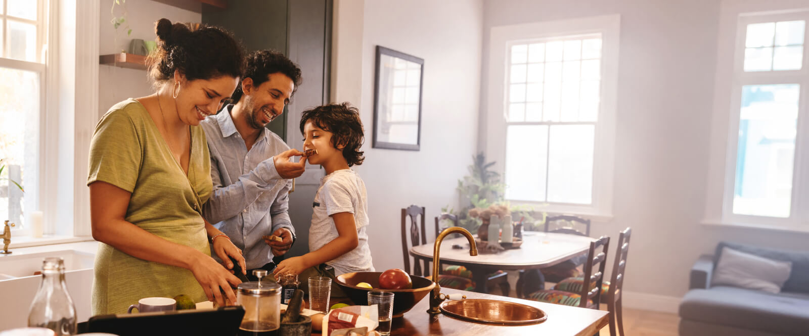 Family in kitchen